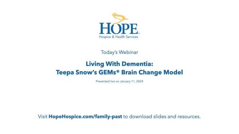 Dementia: Teepa Snow’s GEMs Model