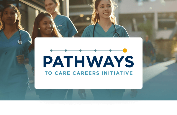 Healthcare students walking together, promoting careers